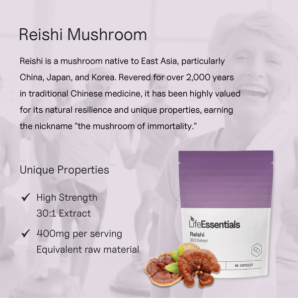 Life Essentials Reishi Mushroom benefits — immune support, stress relief and sleep quality